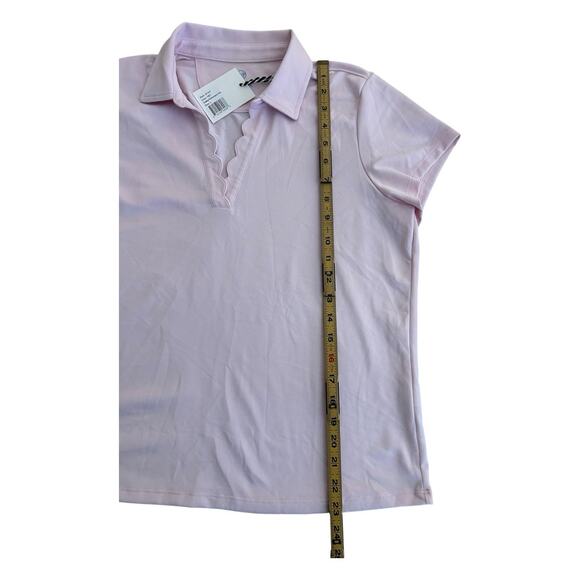 RNWK Renwick Golf Scallop Performance Polo Petal Women’s Size L Retail $90 - Picture 4 of 9